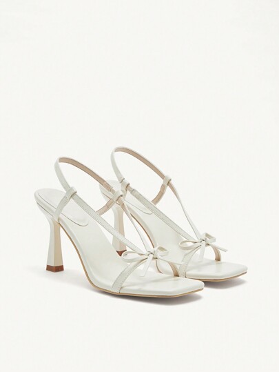 CUCCOO CHICEST Sandalias elegantes de taco alto con punta puntiaguda y lazo para mujer, atuendo casual de viaje para primavera