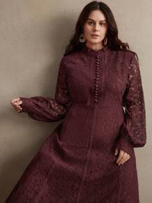 Anewsta Spitzenkleid für Damen mit fließendem Saum, geeignet für Valentinstag, Datingabende und Frühlingsoutfits