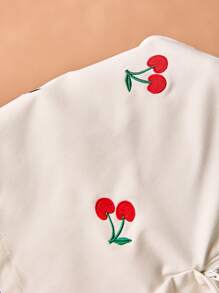 Poéselle Quần short cạp thấp thêu hoa anh đào trắng, quần short vải chéo trắng, thích hợp cho các hoạt động hàng ngày, đi chơi, lễ hội âm nhạc, hòa nhạc đồng quê. - trắng - Xem 8