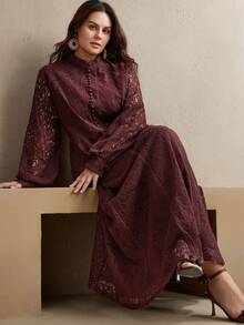 Anewsta فستان ماكسي سوينغ من الدانتيل للنساء، مناس...