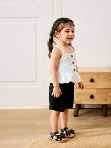 Cozy Pixies 1 双可爱幼儿女童户外凉鞋，带大蝴蝶结钩环，公主田园风格，平底夏季 - 黑色 - 查看 3