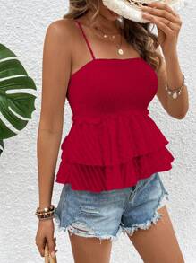 Breezaya 女士纯色荷叶边下摆吊带背心