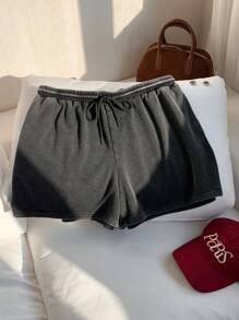 Comfortcana Ropa de mujer de talla grande estilo años 90, shorts de punto vintage con lavado ácido y aspecto desgastado con bolsillos, ropa estilo grunge, ropa urbana, ropa de primavera y verano, atuendo para estudiantes universitarios
