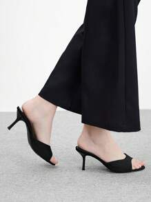 CUCCOO BIZCHIC Women's Fashion Black Suede-Texture Classic Minimalist Comfortable Slip-On Mid-Heel Mule Sandals, Suitable For Commuting, Dating And Parties Spring Shoes Spring Break Easter For Christmas Spring Shoes Summer Shoes - Black - View 6