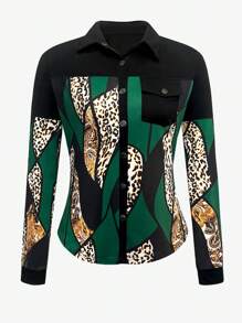 VaVaBold 女式格子印花纽扣长袖衬衫、新年服装上衣 - 彩色 - 查看 3