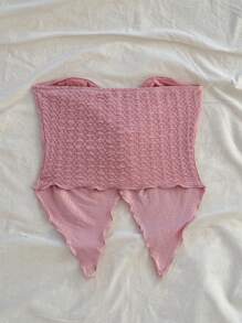 Soleia Top cómodo de gasa con abertura frontal, textura de tela, sin tirantes, ideal para uso casual y romántico en vacaciones, para tomar el té por la tarde dentro o fuera, de vuelta a la escuela