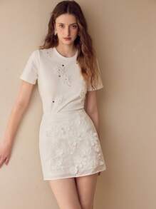 MOTF Blumen Patch Kurzarm T-Shirt