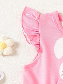 Conjunto de vestido de verano con estampado de conejo y huevo de Pascua para niña bebé - Multicolor - Ver 7
