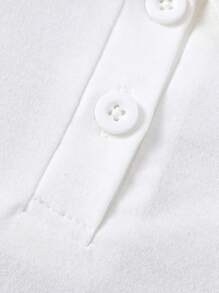 2pcs/Set Baby Girl Spring&Summer Street Style ,Pure Cplor Polo Top&Imitate Leather Skirt - Black and White - View 3