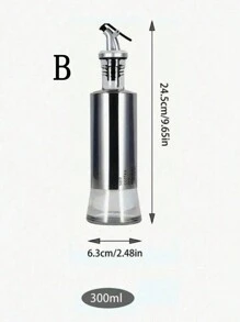 1 件不锈钢油瓶，带玻璃容器、油醋酱分配器、秤和夹子设计，适用于控油、家庭和厨房使用 - 彩色 - 查看 3
