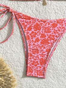 SHEIN Swim 夏季海滩度假随机印花比基尼泳装 - 彩色 - 查看 4