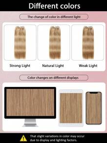 50 Strands Micro Loop Hair Extensions Real Human Hair, 27# Blonde Microbead Design, Ultra‑Smooth & Super‑Soft Silky Straight Texture, Premium Healthy Remy Hair, Easy Installation, Perfect For Women Daily Styling, Hair Volume Boosting - S27 - View 8