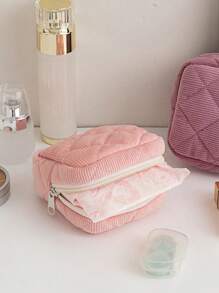 1 件大容量女性卫生巾收纳袋，灯芯绒糖果色便携式卫生巾旅行袋，零钱包，秋季家居装饰的绝佳礼物创意，适用于旅行收纳袋、化妆包、化妆包、度假收纳袋、大容量化妆品收纳盒化妆盒，可装口红、刷子、护肤品、手机、硬币、小物品，适用于家居、礼物、度假和节日万圣节圣诞节多功能用途，波西米亚风 - 彩色 - 查看 3