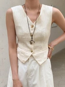 DAZY 女士优雅夏季背心，合身无袖 V 领夹克