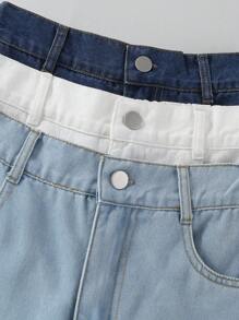 SHEIN 3 pièces Ensemble de shorts en jean ajustés et près du corps pour préadolescentes, bleu clair, bleu foncé et blanc, décontracté et polyvalent pour le printemps/automne - Multicolore - Voir 6
