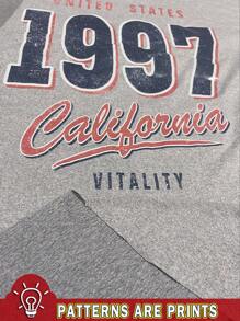 SHEIN EZwear 复古美国 1997 大码宽松灰色花卉印花落肩 T 恤套头衫，适合大码女士，夏季 - 淺灰色 - 查看 3