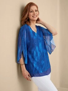 EMERY ROSE Women Casual Floral Print Shirt, Simple & Fashionable For Everyday Wear - Blue - View 4