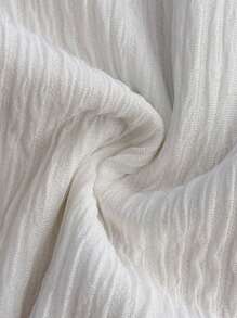 Soleia 女式可爱白色短款上衣，配黑色蝴蝶结细节和开衩下摆，夏季上衣 - 白色 - 查看 6