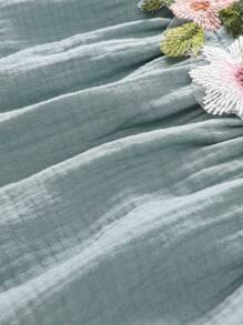 SHEIN 女婴绿色棉质透气无袖花卉刺绣连衣裙，舒适度假风格，适合春夏季外出、派对、拍照、上学，1-9 个月