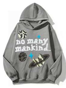 INAWLY Sudadera holgada con estampado de letras y hombros caídos, de uso casual para mujer en otoño