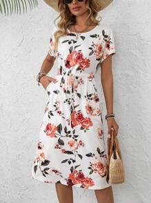 EMERY ROSE Đầm midi in họa tiết hoa ngày lễ giản dị cho nữ - Nhiều màu - Xem 7