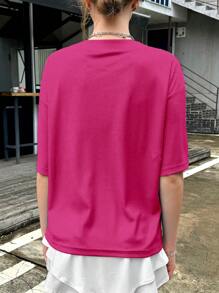 INAWLY 女式 V 领短袖休闲 T 恤上衣，带有 80 图形数字和口号设计