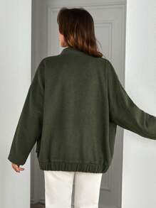 SHEIN Cottnline 秋冬女士休闲纯色外套 - 卡其色 - 查看 2