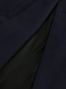 Manfinity Mode Men's Plus Size Solid Color Double-Breasted Woolen Coat, Casual Autumn/Winter