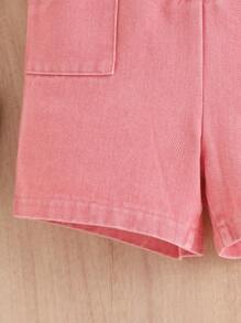 Moda para bebé (niña) estilo dulce de la calle, mono sin mangas de tela vaquera rosa, verano - Rosa - Ver 3