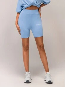 SHEIN Forever 21 Spring&Summer Women Romantic Shorts For Prom/Formal/Birthday/90s/Business Casual Woman/Elegant/Western Wear/Going Out/Fashion/Casual/Y2k/Club/Office /Cocktail/Vintage/Bodycon/Rave Festival/Funny/Classy/Old Money/Streetwear/Vacation/Country Concert/Work /Modest/Spring Break/Bachelorette/Concert/Baddie/Basic/Shorts - Blue - View 4