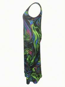 INAWLY Plus Size Women Rainbow Print Sleeveless Casual Dress, Summer - Multicolor - View 3