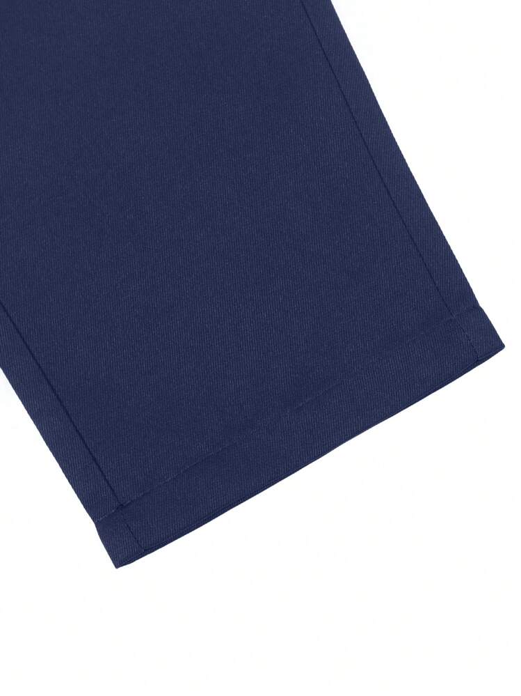 Manfinity Mode Calça Social de Negócios Casual Masculina, Presentes para Namorado, Calça Casual Masculina, Roupas Masculinas, Calças Masculinas - Azul Marinho - Visão 7