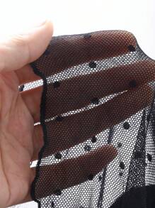 Dazy Petite Plus Sexy Lace Patchwork Deep V-Neck Home Dress, Black, Spring/Summer - Black - View 3