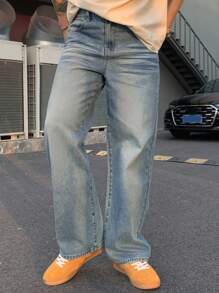 DAZY Solid Color Blue Straight Casual Jeans For Men Summer - Blue - View 1