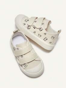 Cozy Pixies 1 Pair Kids Boys' Canvas Casual Sneakers With Hook And Loop, Simple & Versatile, Comfortable For Daily Wear, All Season (Random Pattern)