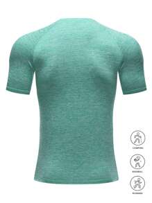 Manfinity Sport Corelite Áo thun thể thao tay ngắn Raglan họa tiết hình học bên hông dành cho nam - màu xanh lá - Xem 3