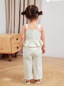 Cozy Pixies 2pcs/Set Baby Girl Ditsy Floral Camisole Top & Elastic Waist Pants Set