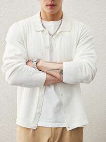 Manfinity CasualKnits Men's Casual Simple Style Cardigan, Daily Wear