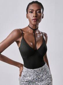 Chiquease Women's Sexy Backless Bodysuit With Built-In Bra, Seamless Bodysuit, Alluring Design - Black - View 5