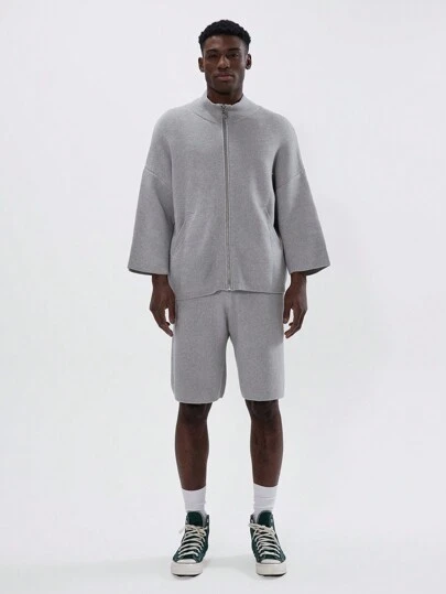 Musero Sudadera oversize de cuello de embudo de punto suave