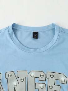 ROMWE MEN Street Life Men's Thick 2 In 1 Patchwork Long Sleeve T-Shirt, Streetwear - Blue and White - View 3