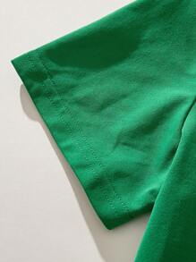 SHEIN 年轻男孩休闲简约风格 T 恤，日常穿着 - 綠色 - 查看 6