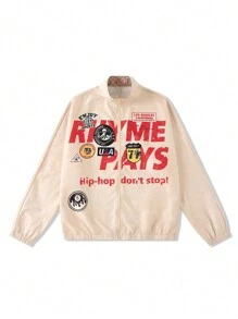 Manfinity EMRG Men's Letter Print Zip-Up Collar Jacket - Multicolor - View 5