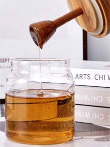 Acacia Honey Jar Lid With Dipper Wooden Cover Dip Stick Glass Container Seal Cover Storage Cover,Kitchen,Christmas Gift - Multicolor - View 4