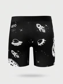 NotGurli Calzoncillos tipo bóxer para hombres con estampado de letras de elementos espaciales