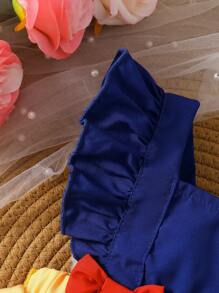 Baby Girl Cute Contrast Color Ruffle Bow Dress