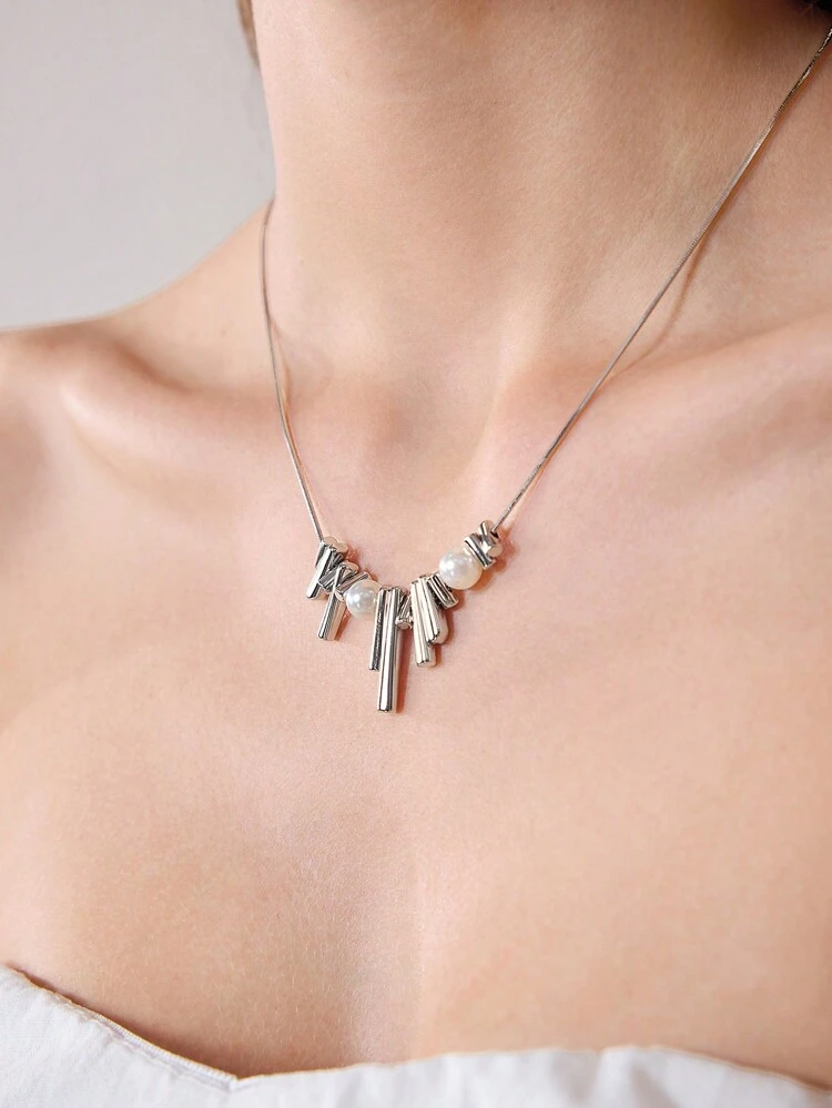 ASYMMETRIC GEOMETRIC BEADS NECKLACE FOR WOMEN
