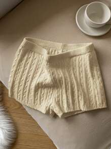 Muchica 女士休闲纯色超低腰短款毛衣短裤