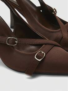 CUCCOO BIZCHIC Women's Pointed Toe Stiletto Heel Slingback Shallow Slingback Party Shoes, Summer & Spring Spring Shoes Spring Break Easter For Christmas - Coffee Brown - View 7