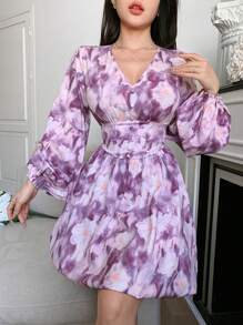 Modelyn Romantic Blooming Floral Print Short Dress, Flower Bud Short For Women - Multicolor - View 4